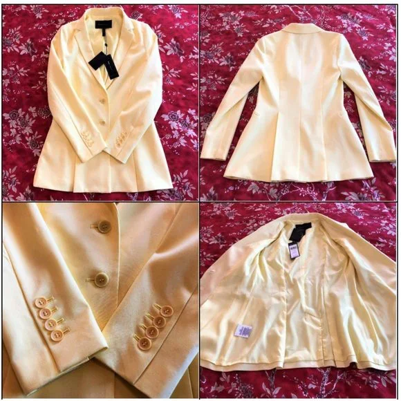 *NEW WITH TAGS* BCBGMaxAzria Pleated Peplum Limelight Yellow Blazer/Jacket XXS - Picture 9 of 16